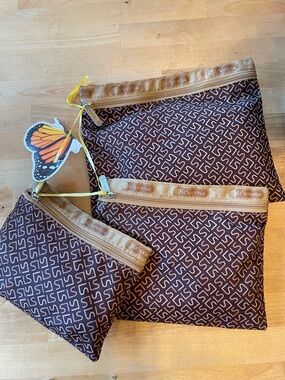 LeSportsac Pink Logo Print Bag with Tan Trim